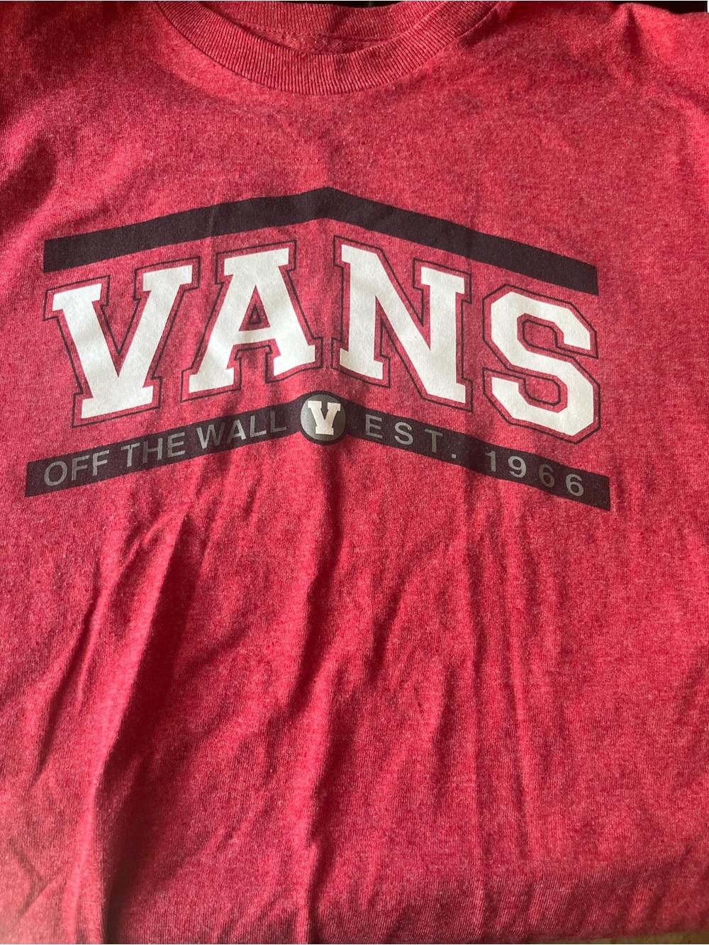 Vans Red Tee with White and Black Logo
